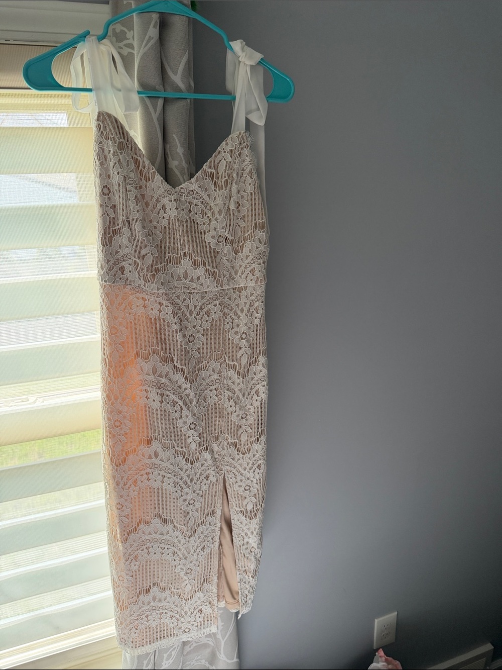 Lulu's Cream Lace Midi Dress with Tie Straps